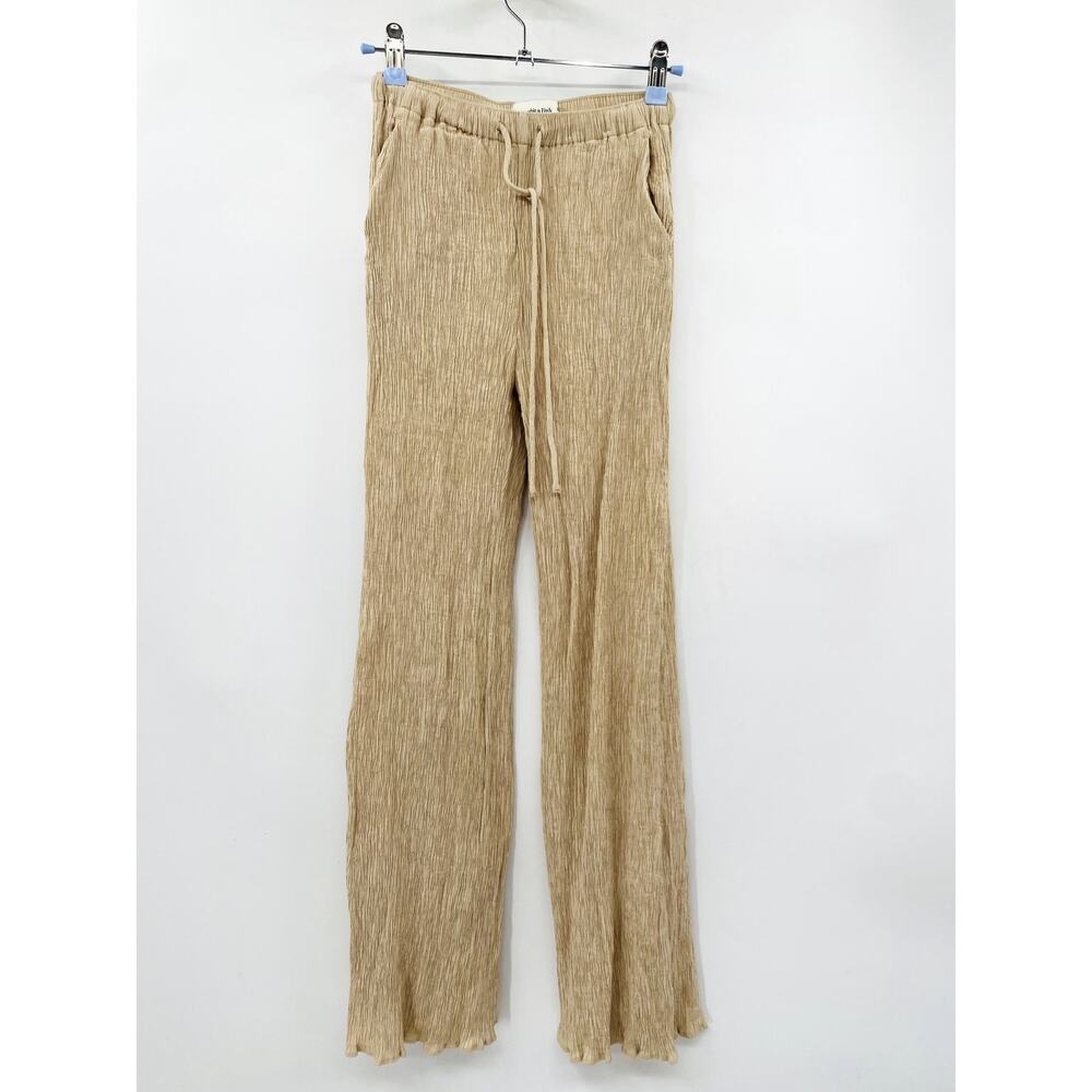 Abercrombie‎ & Fitch XS tan crinkle flared pants